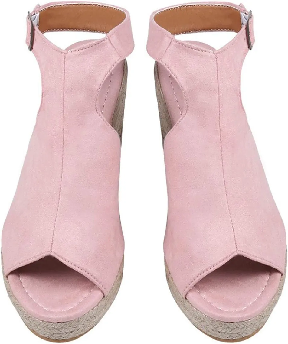 Women's Wedge Sandals Espadrille Platform Sandal High Heels Ankle Strap Open Toe Wedges Slingback Summer Dress Shoes