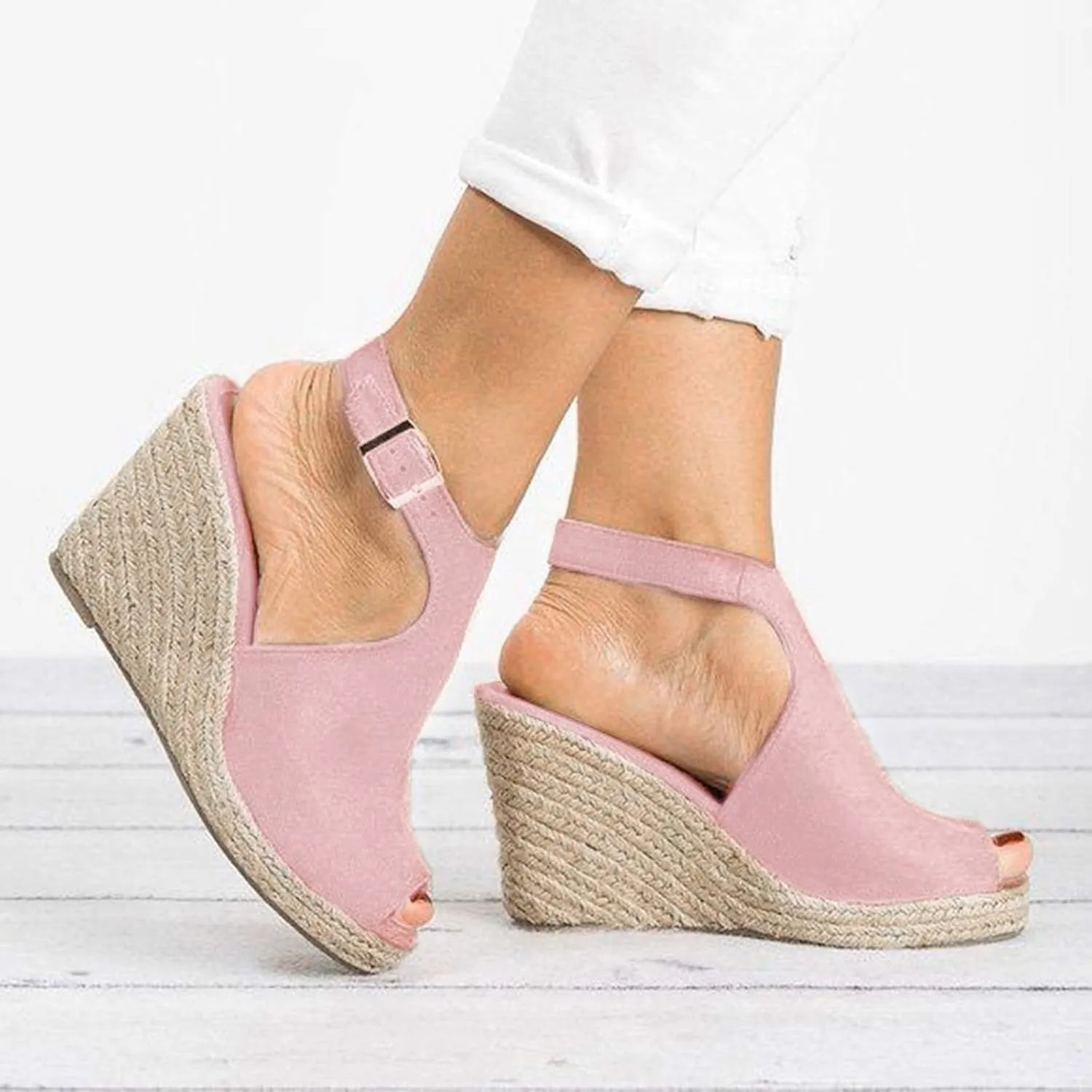 Women's Wedge Sandals Espadrille Platform Sandal High Heels Ankle Strap Open Toe Wedges Slingback Summer Dress Shoes