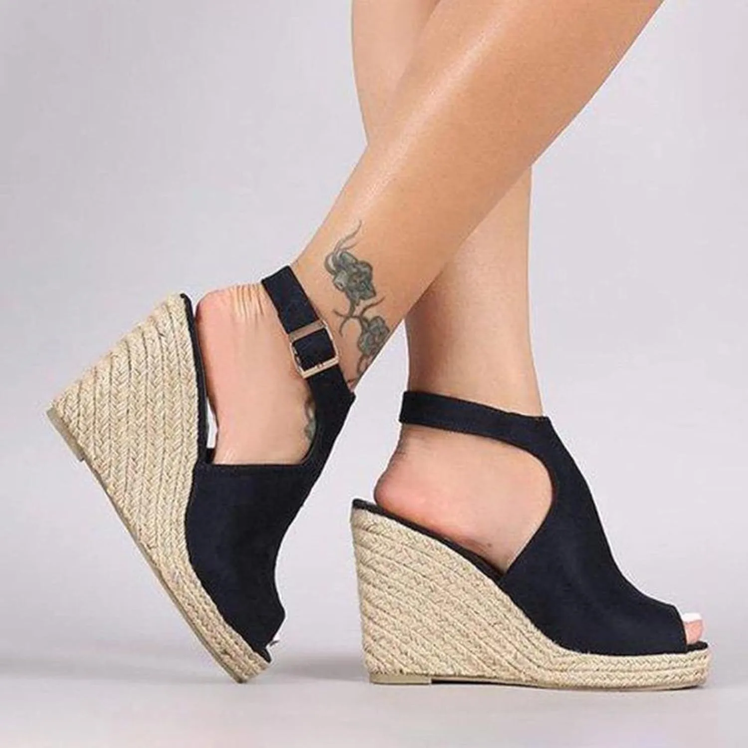 Women's Wedge Sandals Espadrille Platform Sandal High Heels Ankle Strap Open Toe Wedges Slingback Summer Dress Shoes