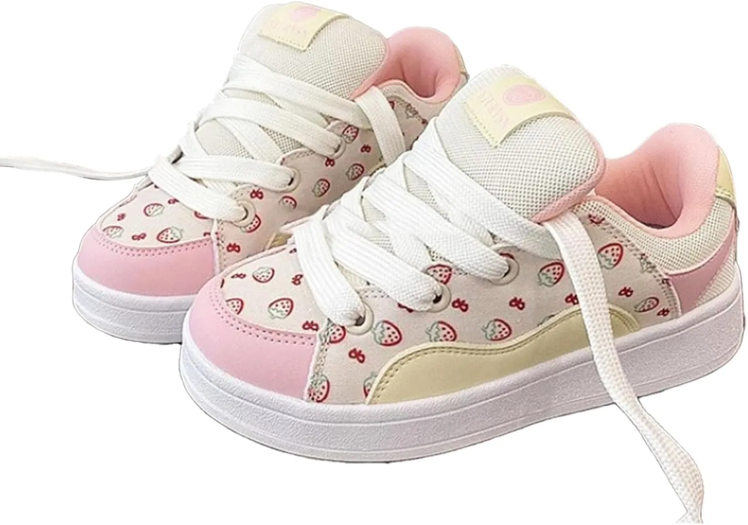 Y2K Shoes Walking Sneakers for Women Kawaii Strawberry Chunky Platform Shoes Aesthetic Laces Up Streetwear Fit Well