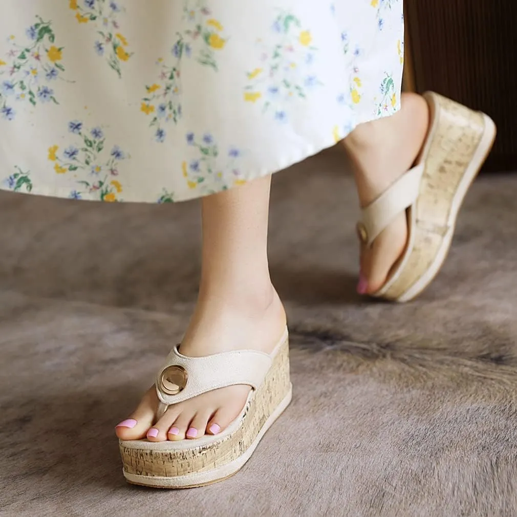 ZBYY Flip Flops Sandals for Women Summer Platform Wedge Sandals Casual Beach Outdoor Thong Sandals High Heels Shoes