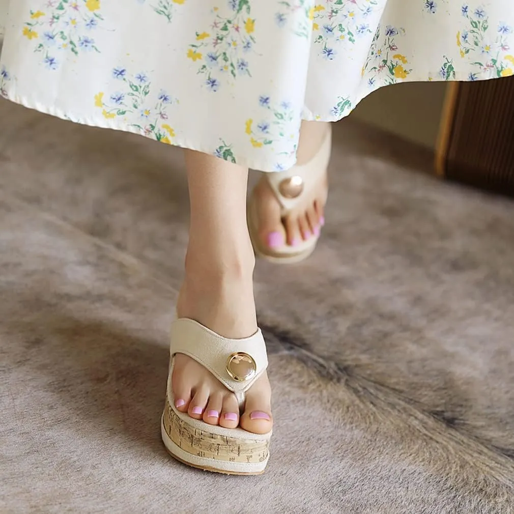 ZBYY Flip Flops Sandals for Women Summer Platform Wedge Sandals Casual Beach Outdoor Thong Sandals High Heels Shoes