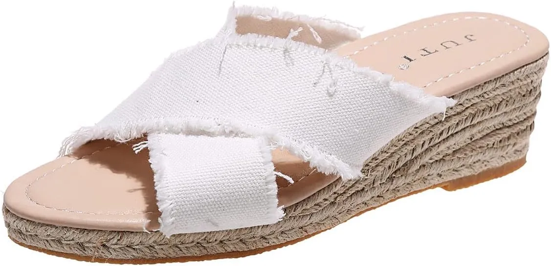 ZBYY Women's Espadrilles Wedge Sandals Open Toe Casual Summer High Heel Platform Sandals Slip on Shoes Slipper
