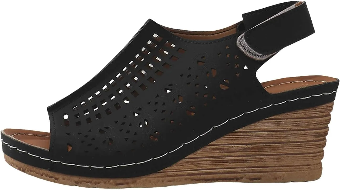 ZSpzx Womens Platform Wedge Sandals,Sandals for Women Dressy Summer Slip on Elastic Ankle Strap Casual Slip on Elastic Ankle Strap Beach Shoes for Street Work Travel